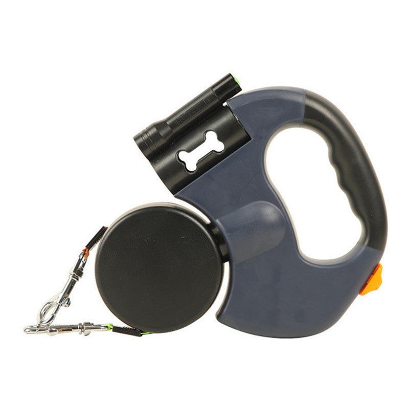 NightLeash, laisse rétractable pour chien avec lampe de poche intégrée, longueur réglable, poignée ergonomique pour des promenades en toute sécurité.