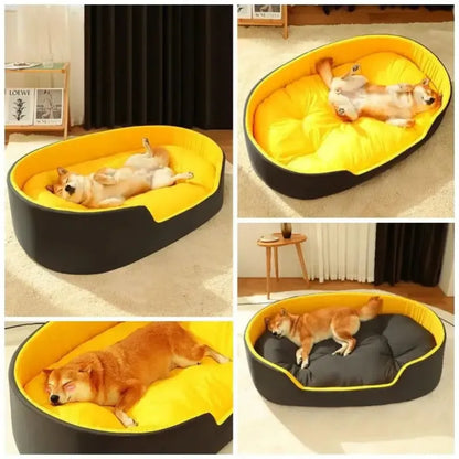 SunnyRest | Lit molletonné jaune pour chiens