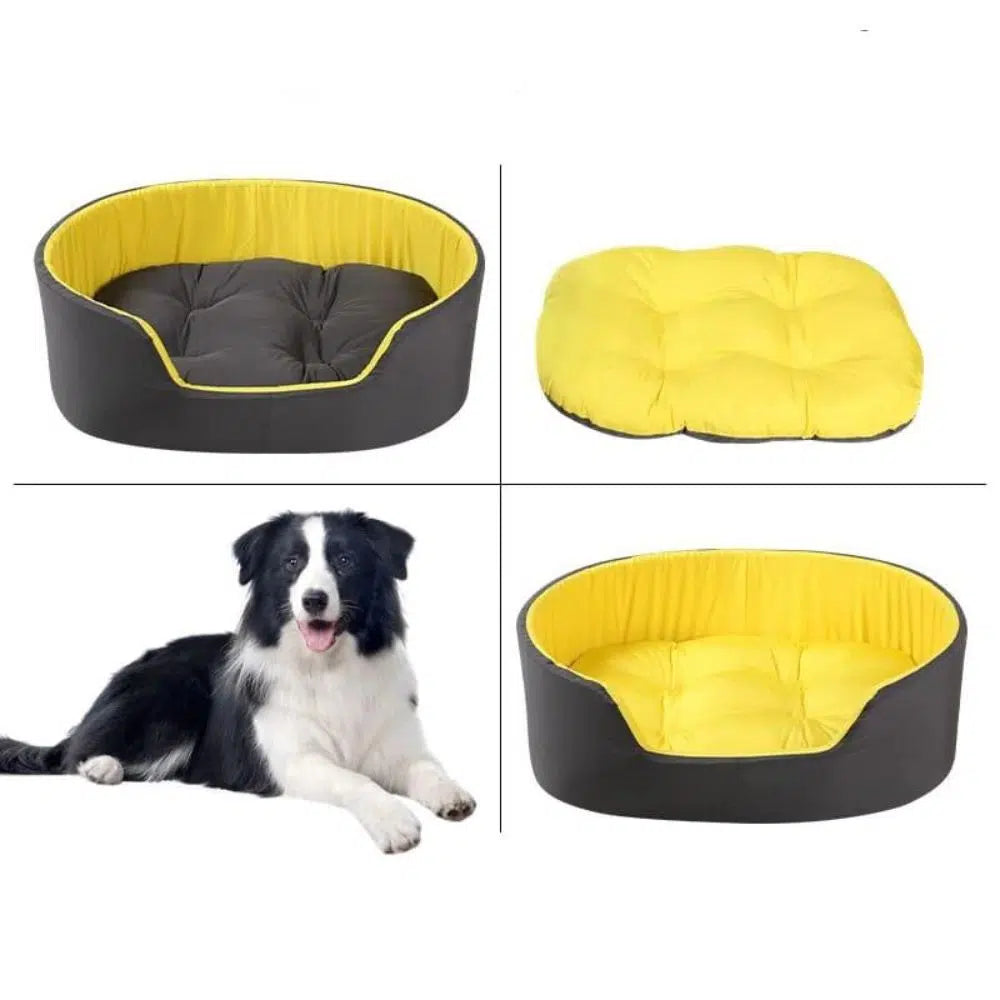 SunnyRest | Lit molletonné jaune pour chiens