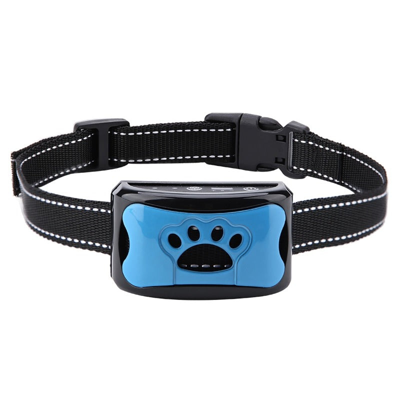 Collier anti-aboiement BarkControl pour chien, avec technologie de vibrations et ultrasons, sans douleur, ajustable et rechargeable par USB.