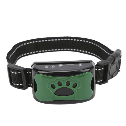 Collier anti-aboiement BarkControl pour chien, avec technologie de vibrations et ultrasons, sans douleur, ajustable et rechargeable par USB.