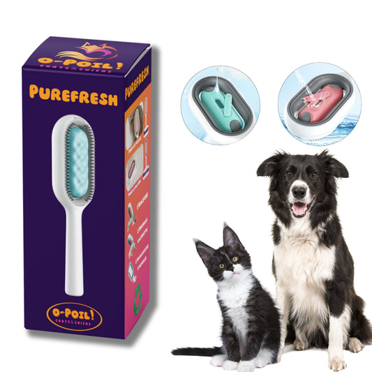 Brosse anti poils humide pour animaux chiens chats long ou court PureFresh o-Poil