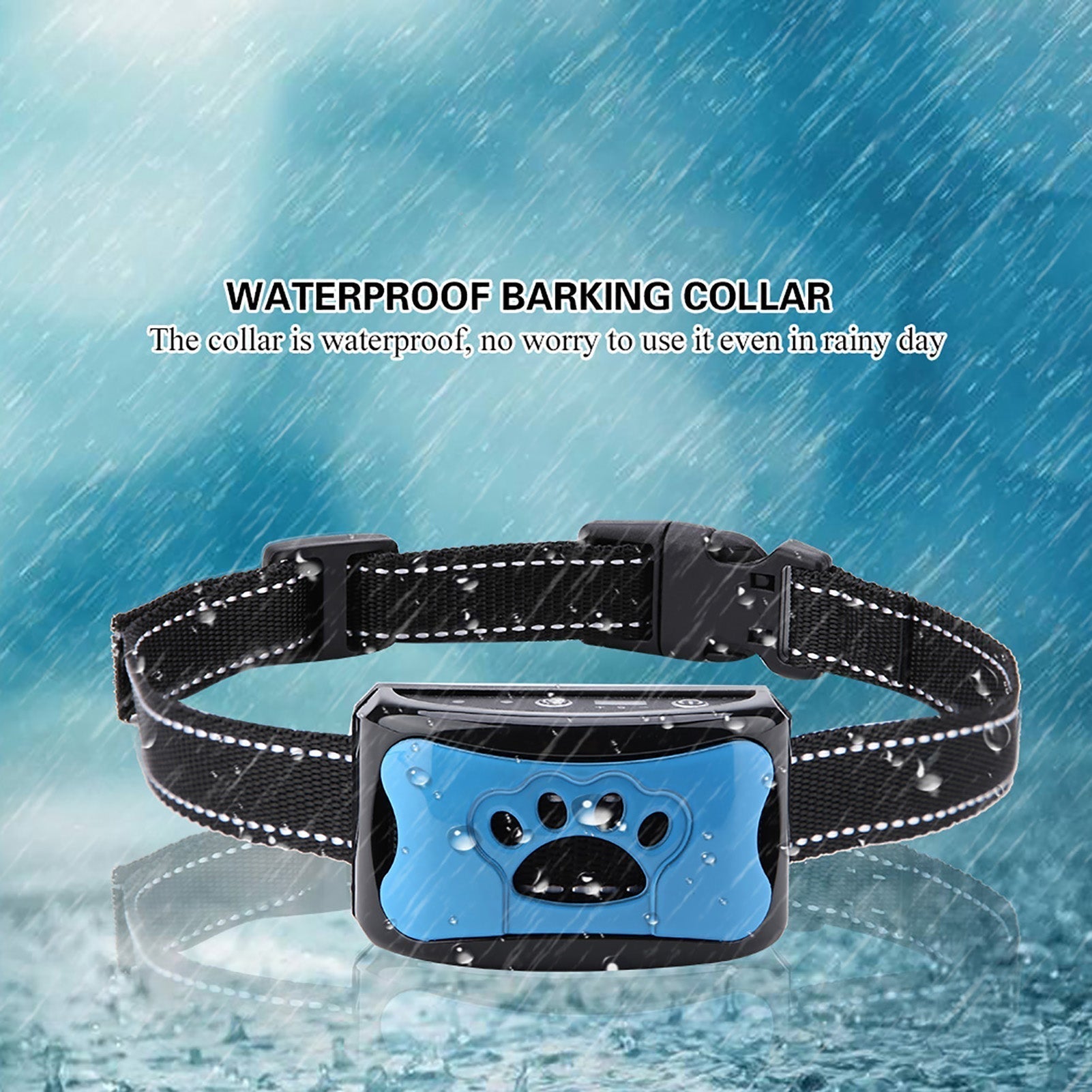 Collier anti-aboiement BarkControl pour chien, avec technologie de vibrations et ultrasons, sans douleur, ajustable et rechargeable par USB.