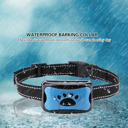 Collier anti-aboiement BarkControl pour chien, avec technologie de vibrations et ultrasons, sans douleur, ajustable et rechargeable par USB.