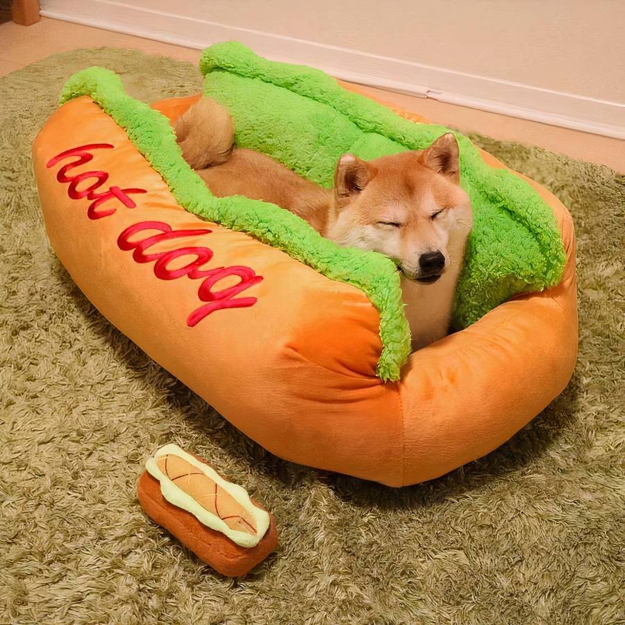 HotDog Haven | Lit en forme de hot-dog pour chien